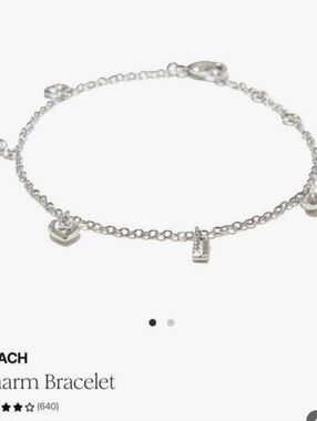 Coach Silver-Tone Heart & Crystal Charm Bracelet And Heart Charm Neclace BOGO